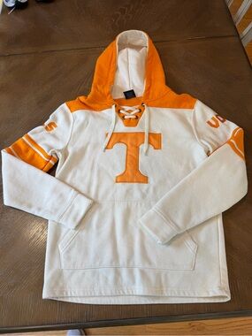 Vols White and Orange Crewneck Hoodie with Lace-Up Neck